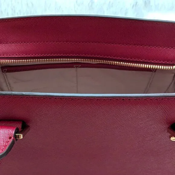 NWT Michael Kors Selma Saffiano Leather Medium Satchel (color: cherry)